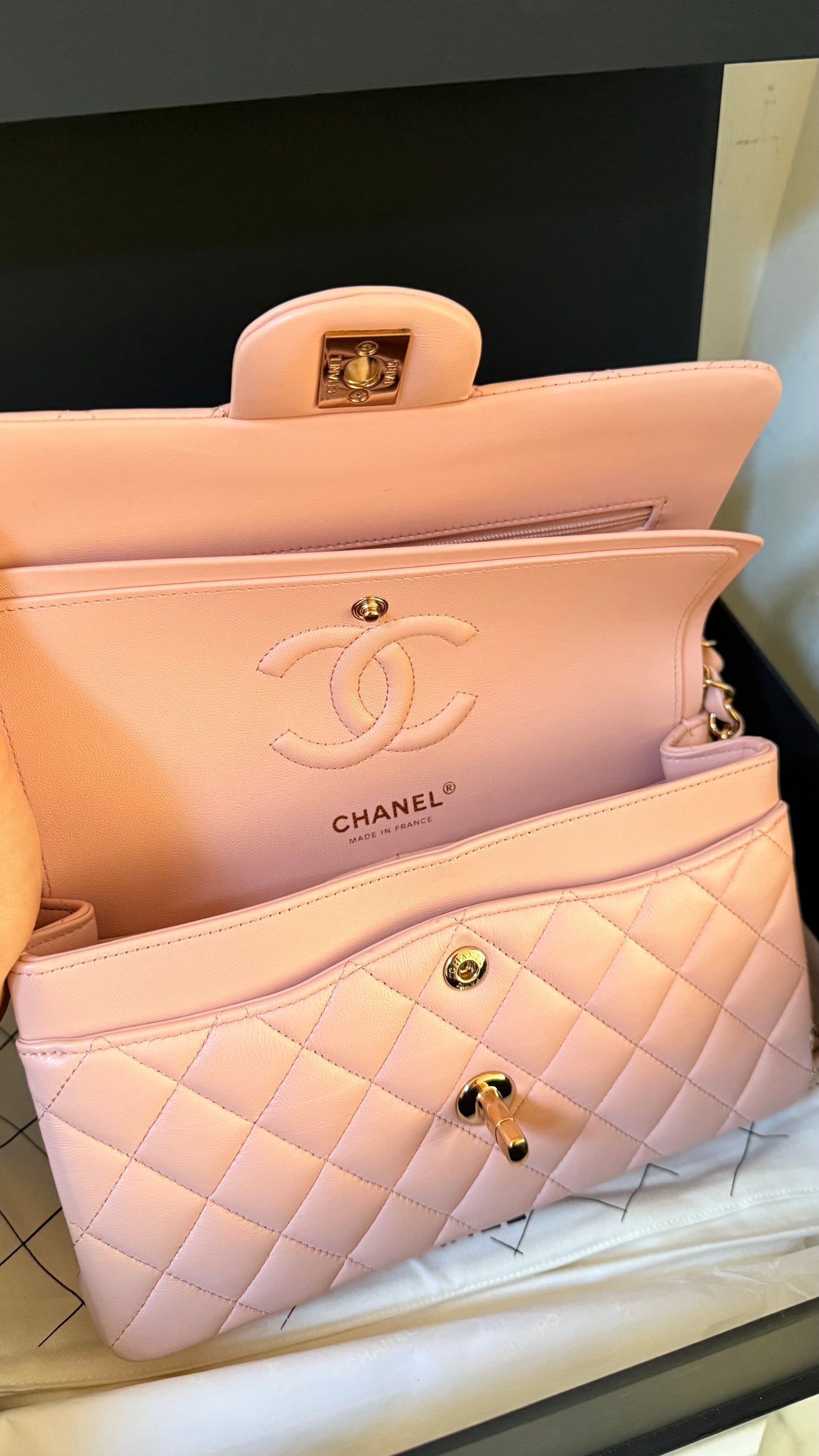 Chanel baby pink small lambskin 2023 classic flap