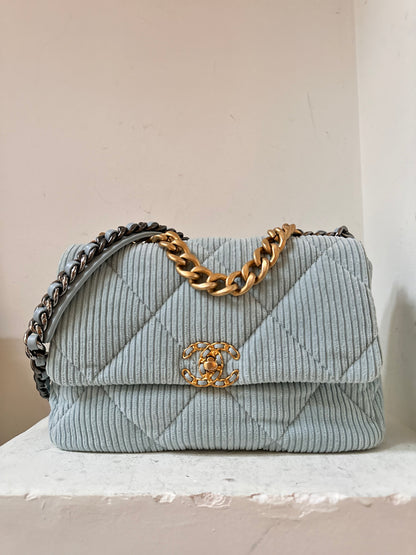 Chanel large Chanel 19 in baby blue