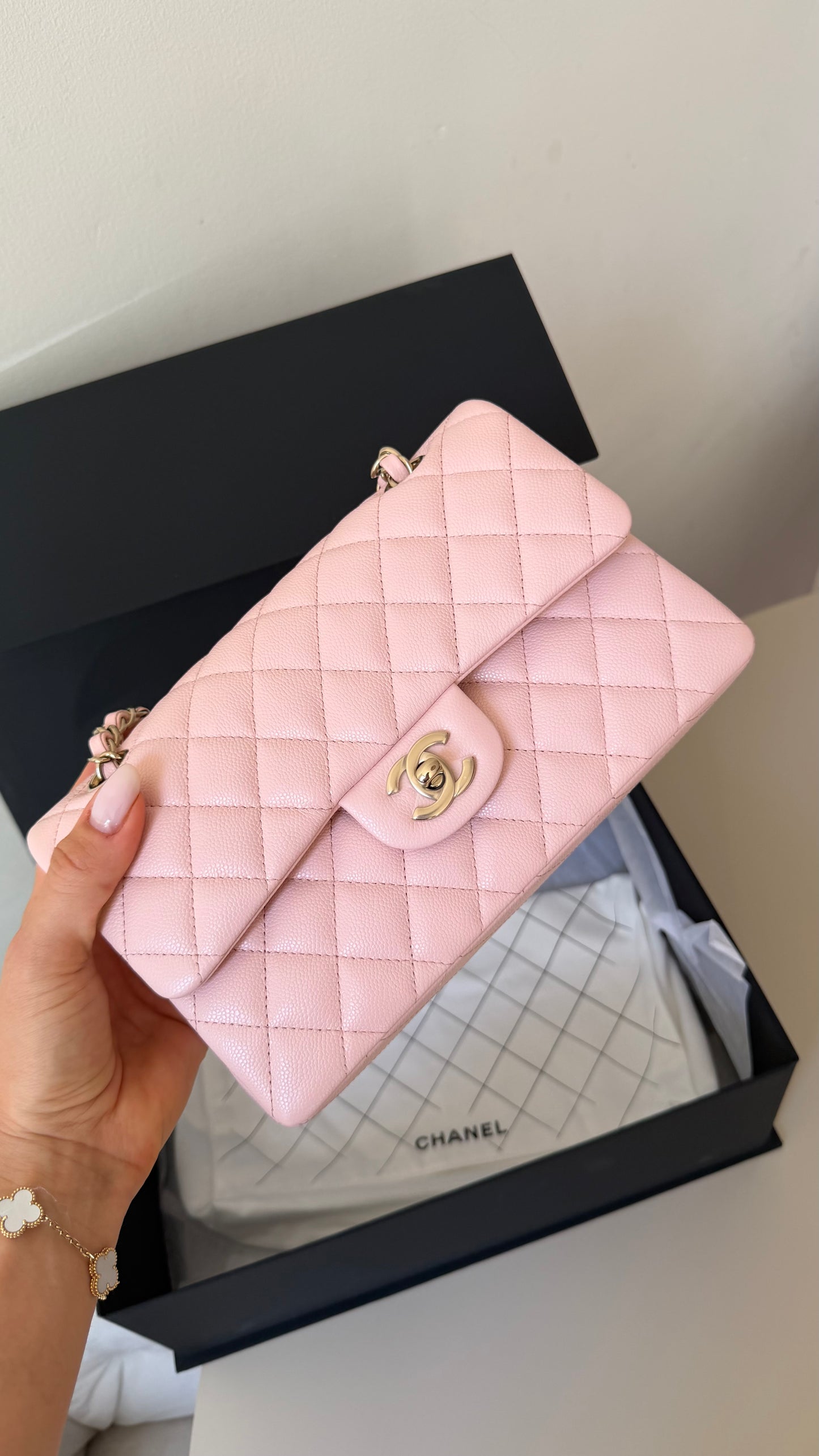 Chanel pink caviar small with chip (2022-2026) and entrupy certificate