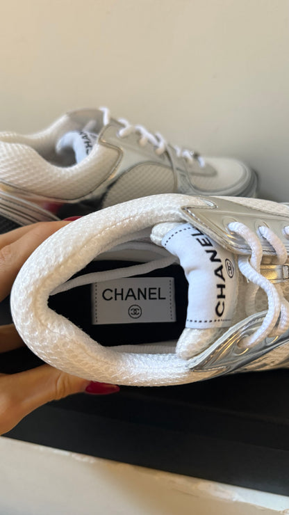 Chanel sneakers silver white 38