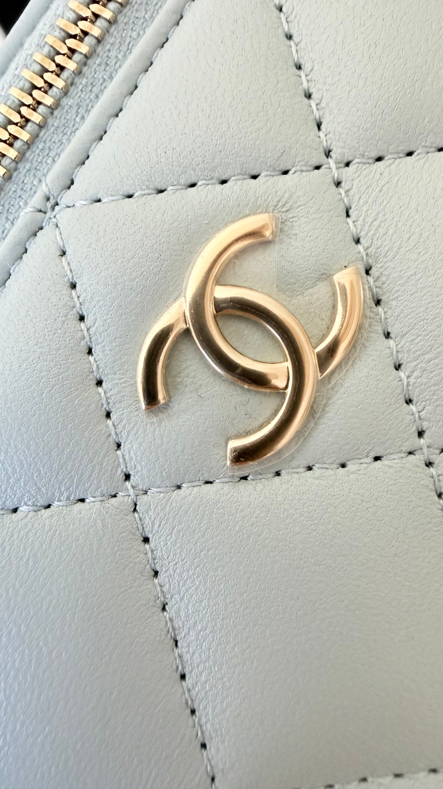 Chanel vanity case baby blue lambskin
