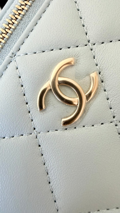 Chanel vanity case baby blue lambskin