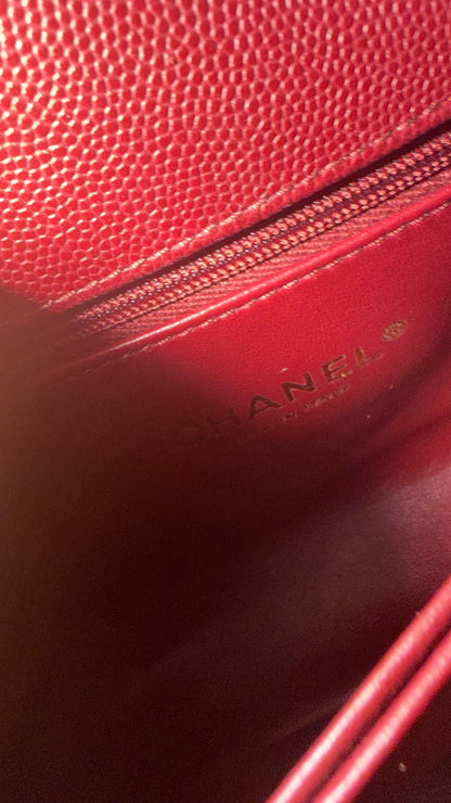 Chanel small Coco top handle burgundy caviar with chip