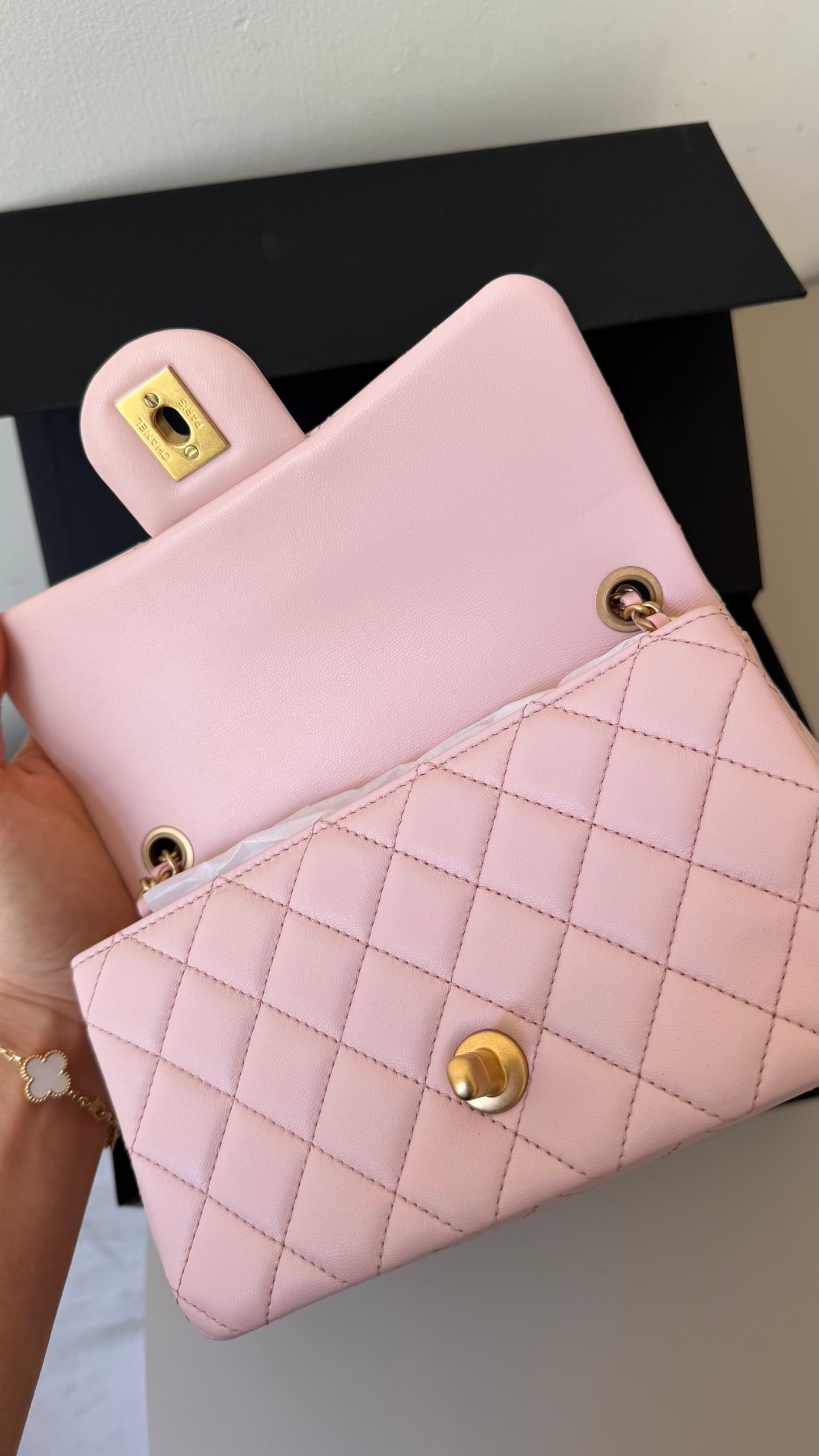 Chanel mini pink lambskin pearl crush