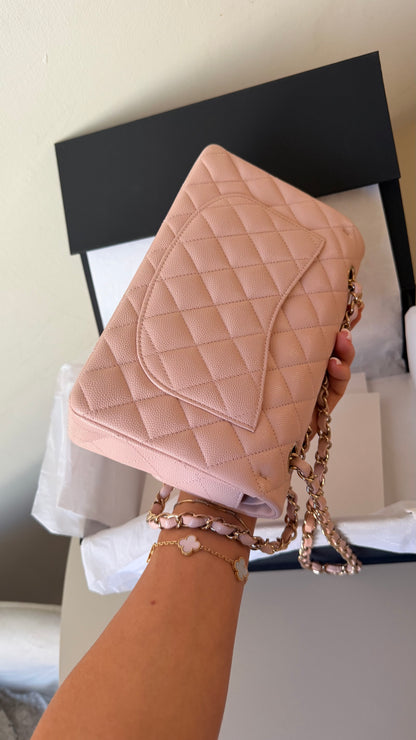Chanel baby pink small caviar double flapbag