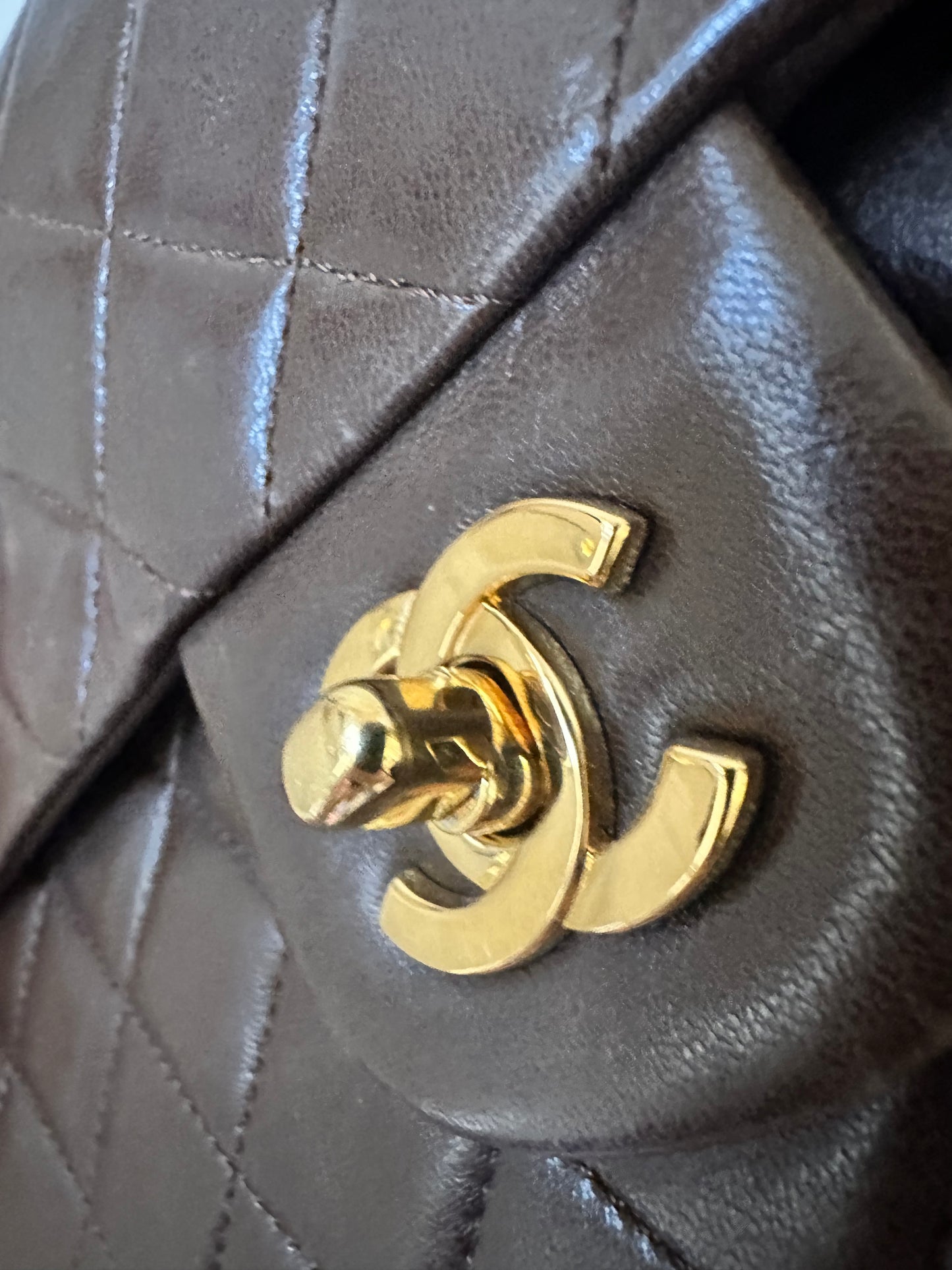 Chanel small chocolate vintage flap bag