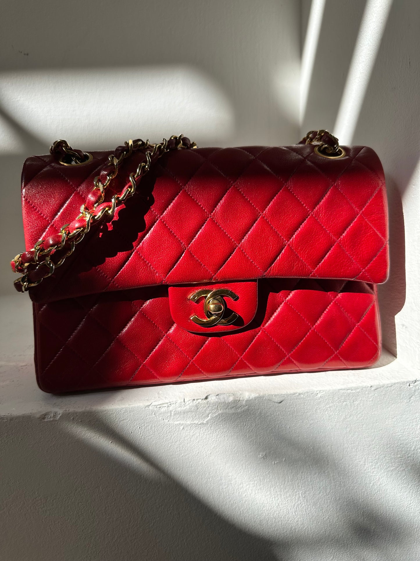 Chanel small flap bag red