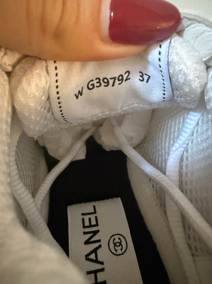 Chanel white silver trainer size 37