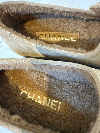 Chanel beige merino wool Mary Jane ballerina size 36