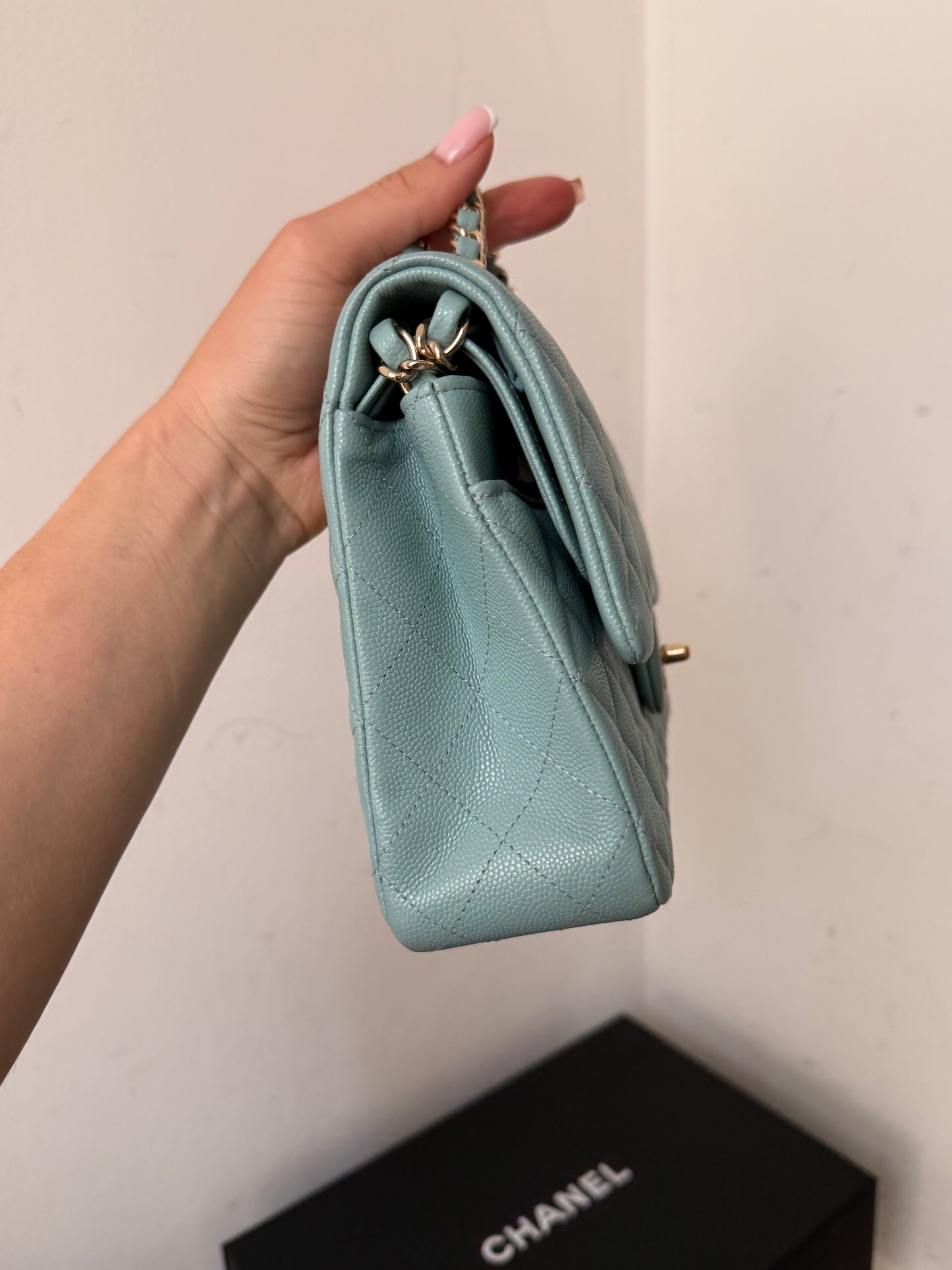 Chanel Tiffany blue medium caviar flapbag