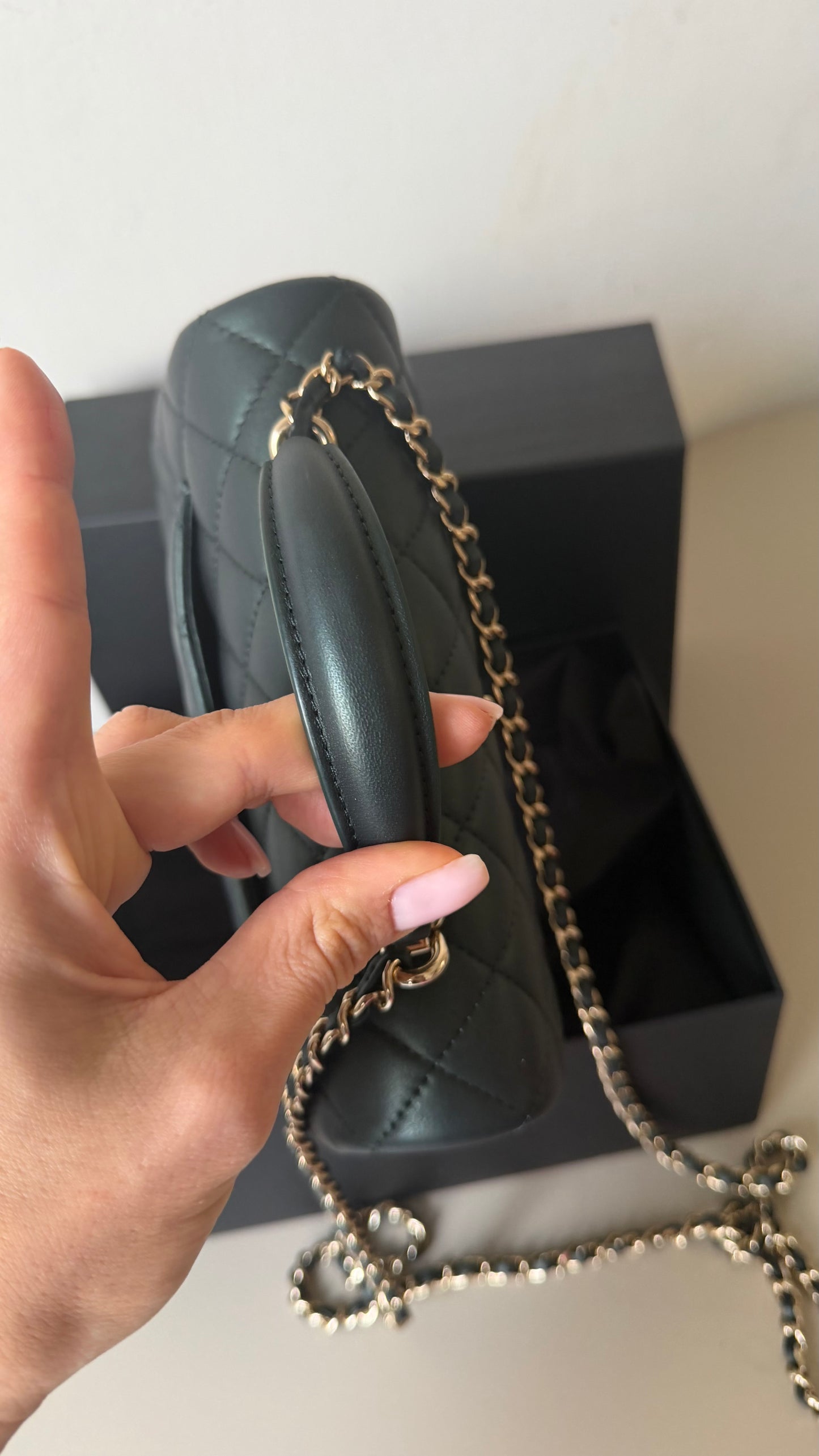Chanel mini Iridiscent green top handle