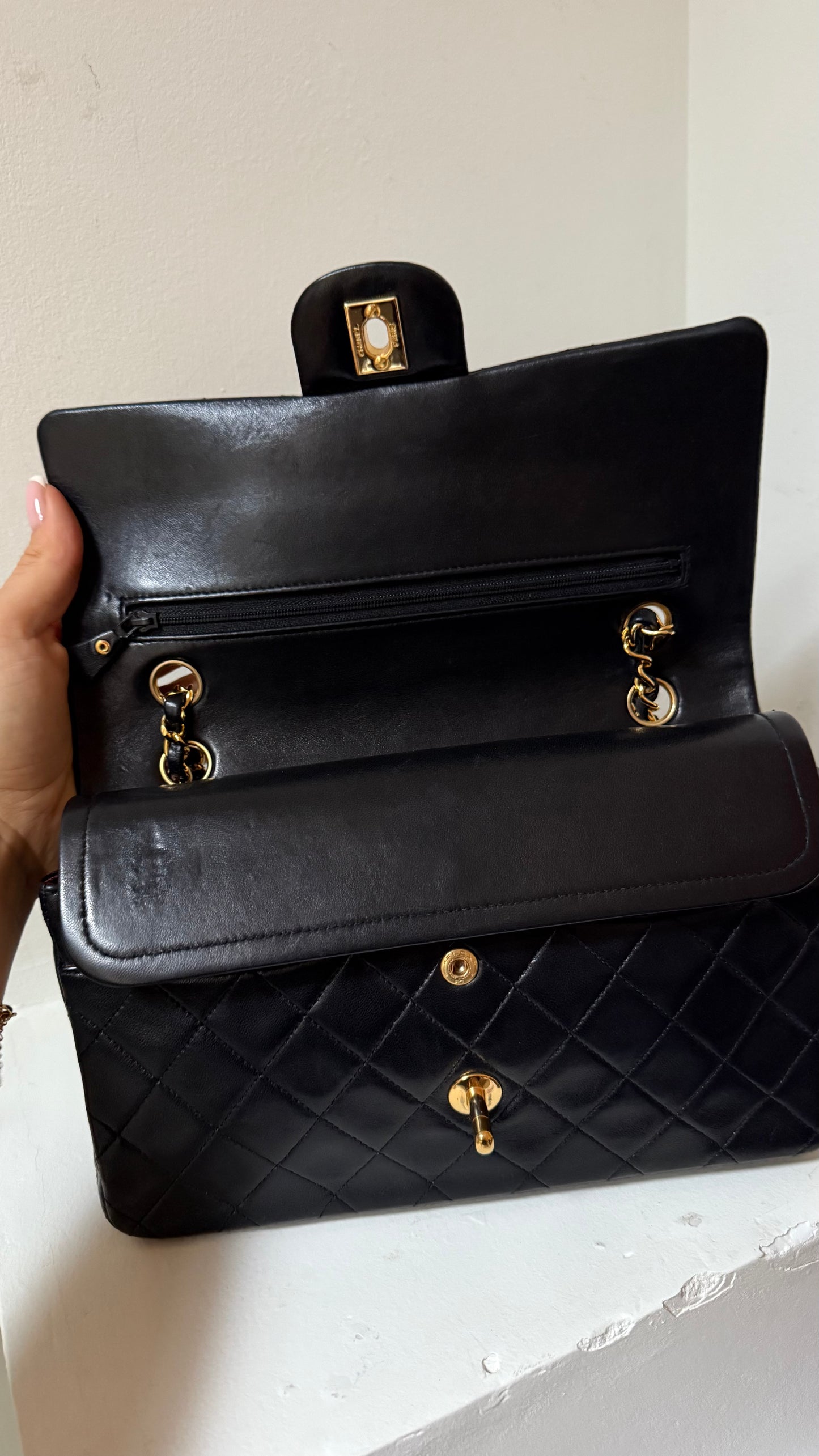 Chanel medium vintage lambskin double flapbag 1 series (1989-1991)