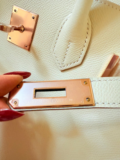 Birkin 30 craie epsom rose gold hardware full set