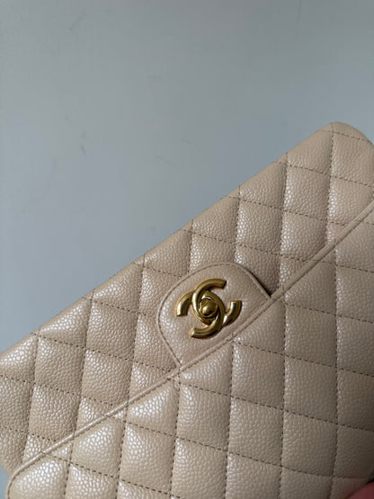 Chanel beige caviar medium flap