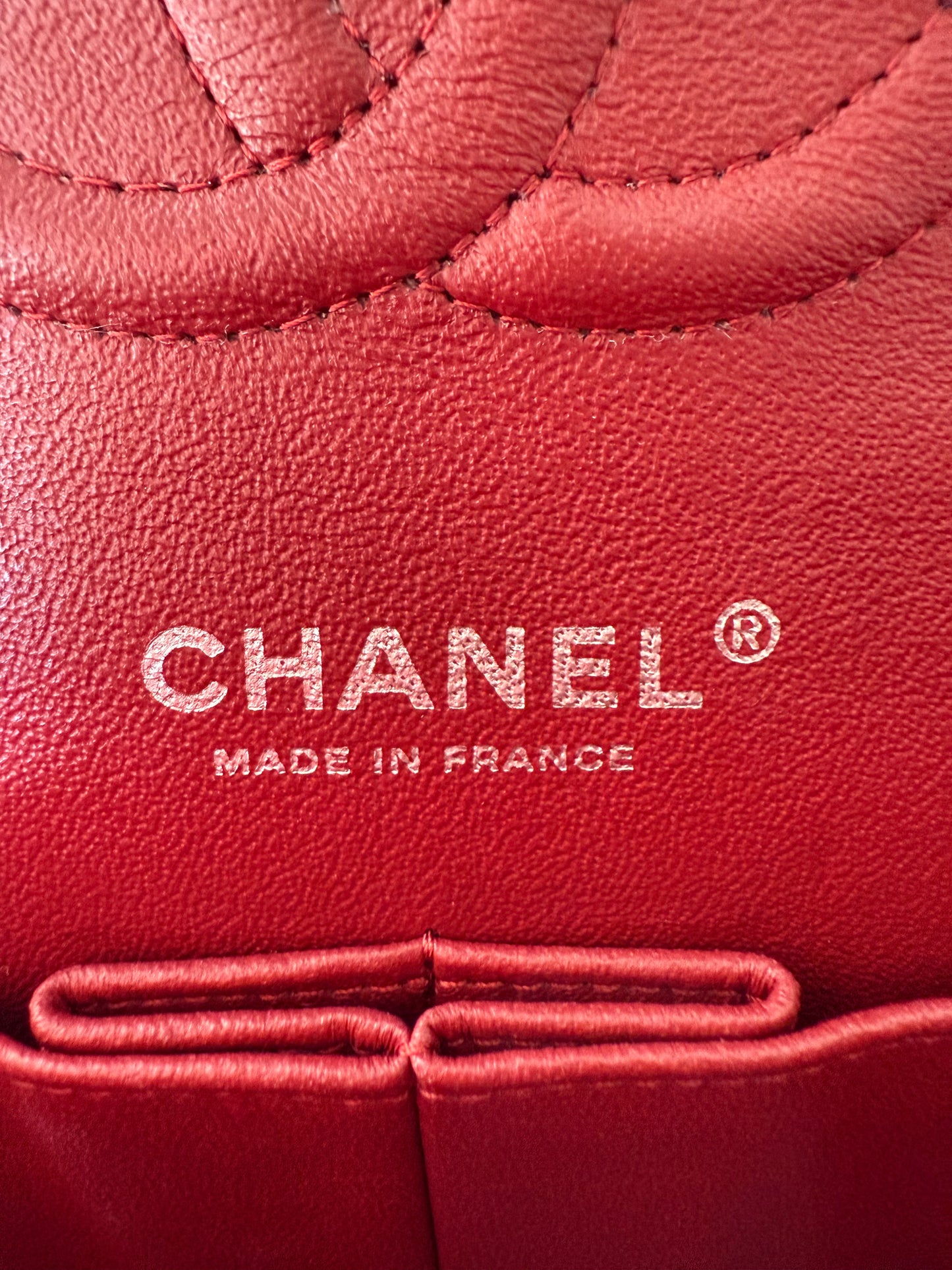 Chanel red caviar medium flapbag 15 serie