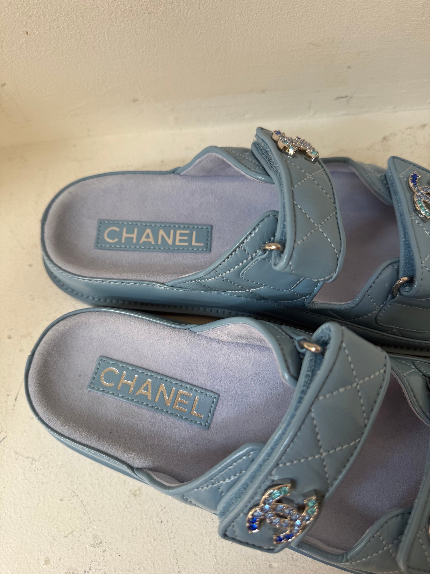 Chanel blue dad sandals size 38