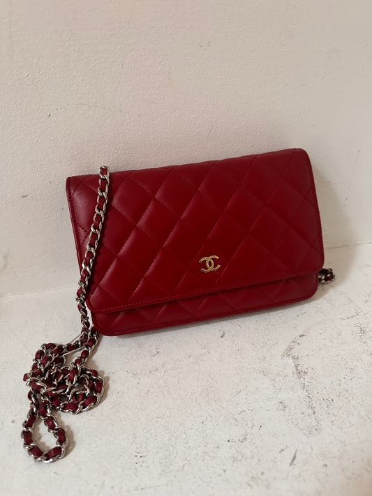 Chanel wallet on chain red 2014