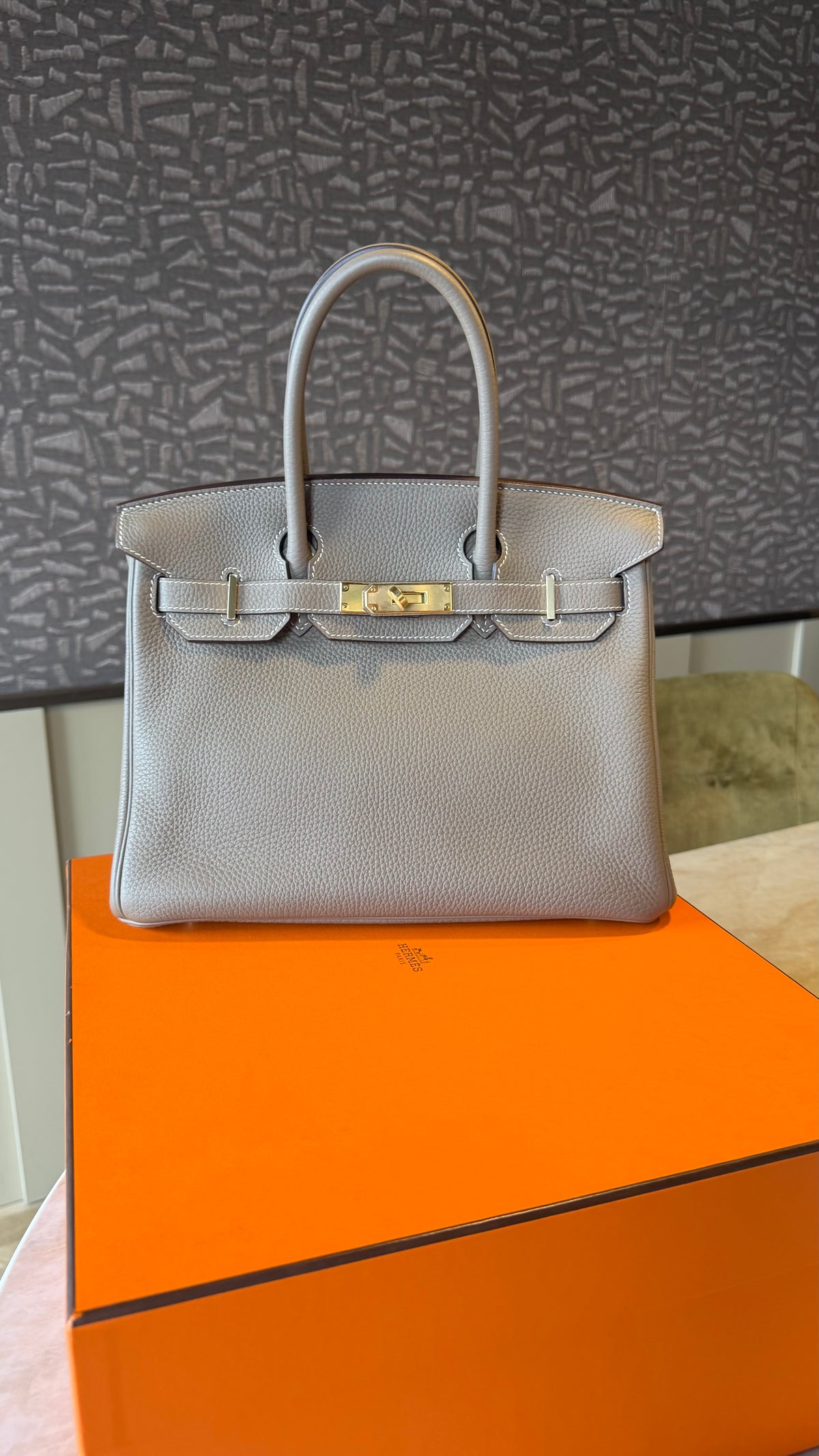 Hermes Birkin 30 etoupe with gold hardware - D stamp full set