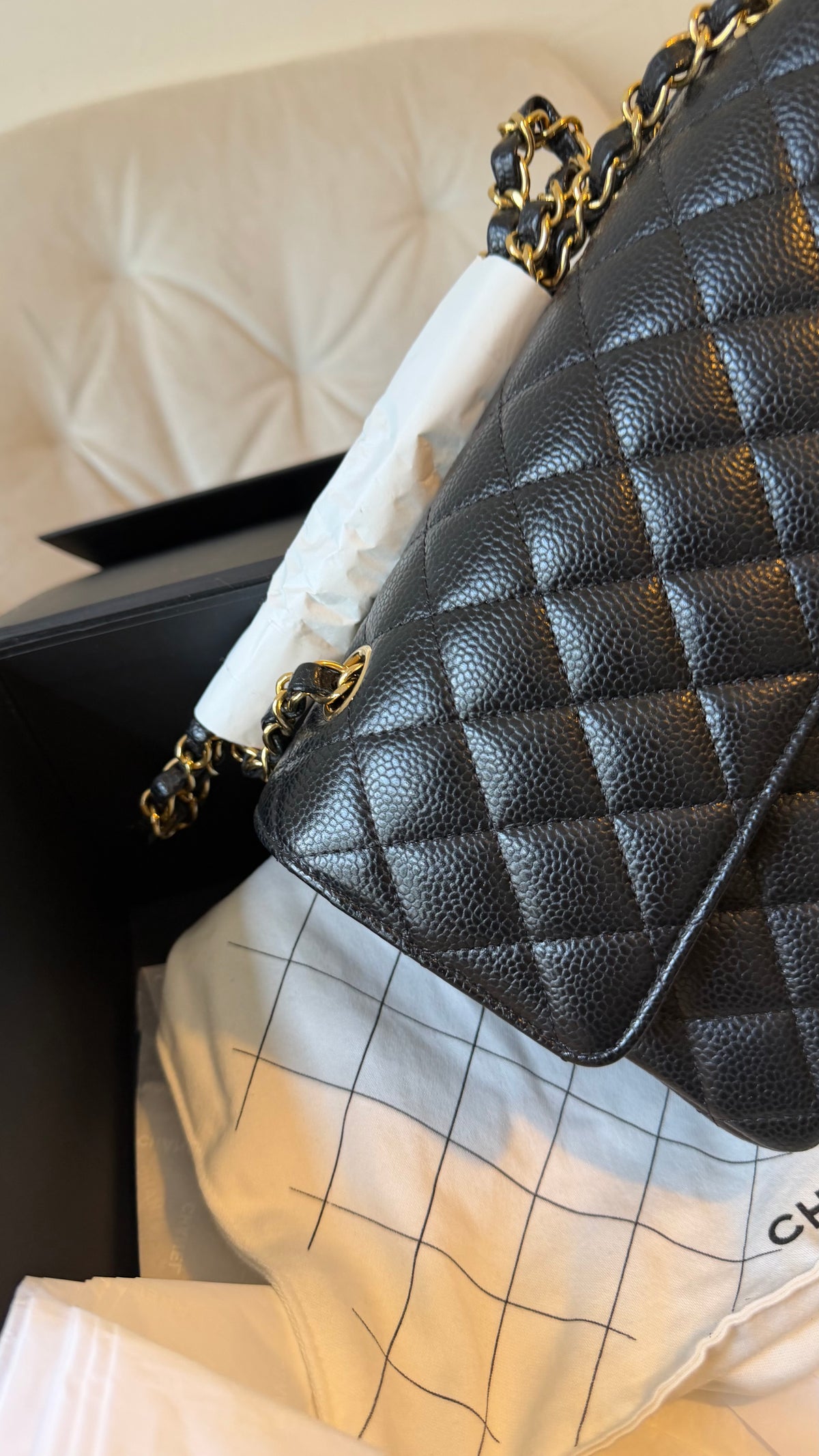 Chanel medium caviar flapbag full set 2025 receipt