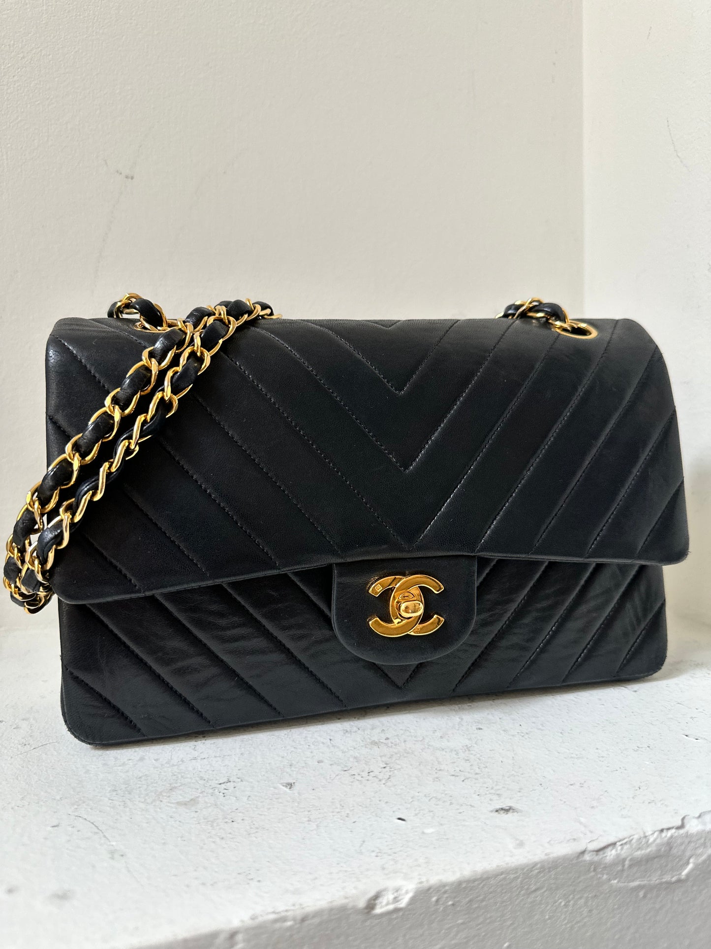 Chanel medium v-stitch flap bag