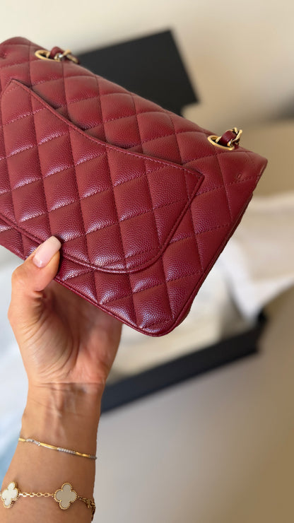 Chanel red caviar small classic flapbag