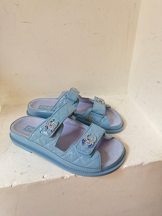 Chanel blue dad sandals size 38