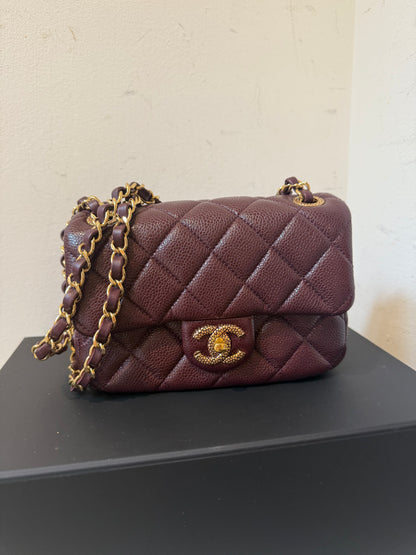 Chanel 24B caviar mini bag in burgundy