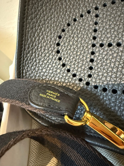 Hermes mini Evelyne black with gold hardware