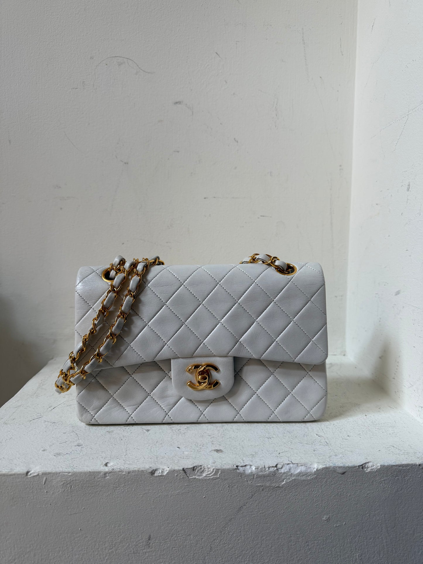 Chanel white small vintage lambskin