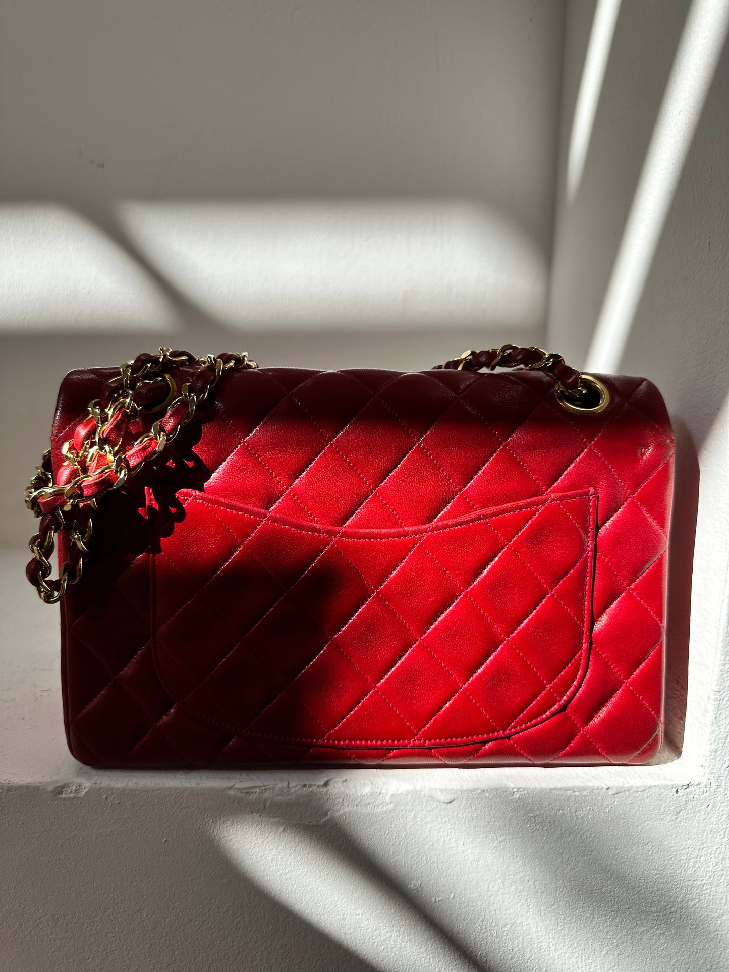 Chanel small flap bag red
