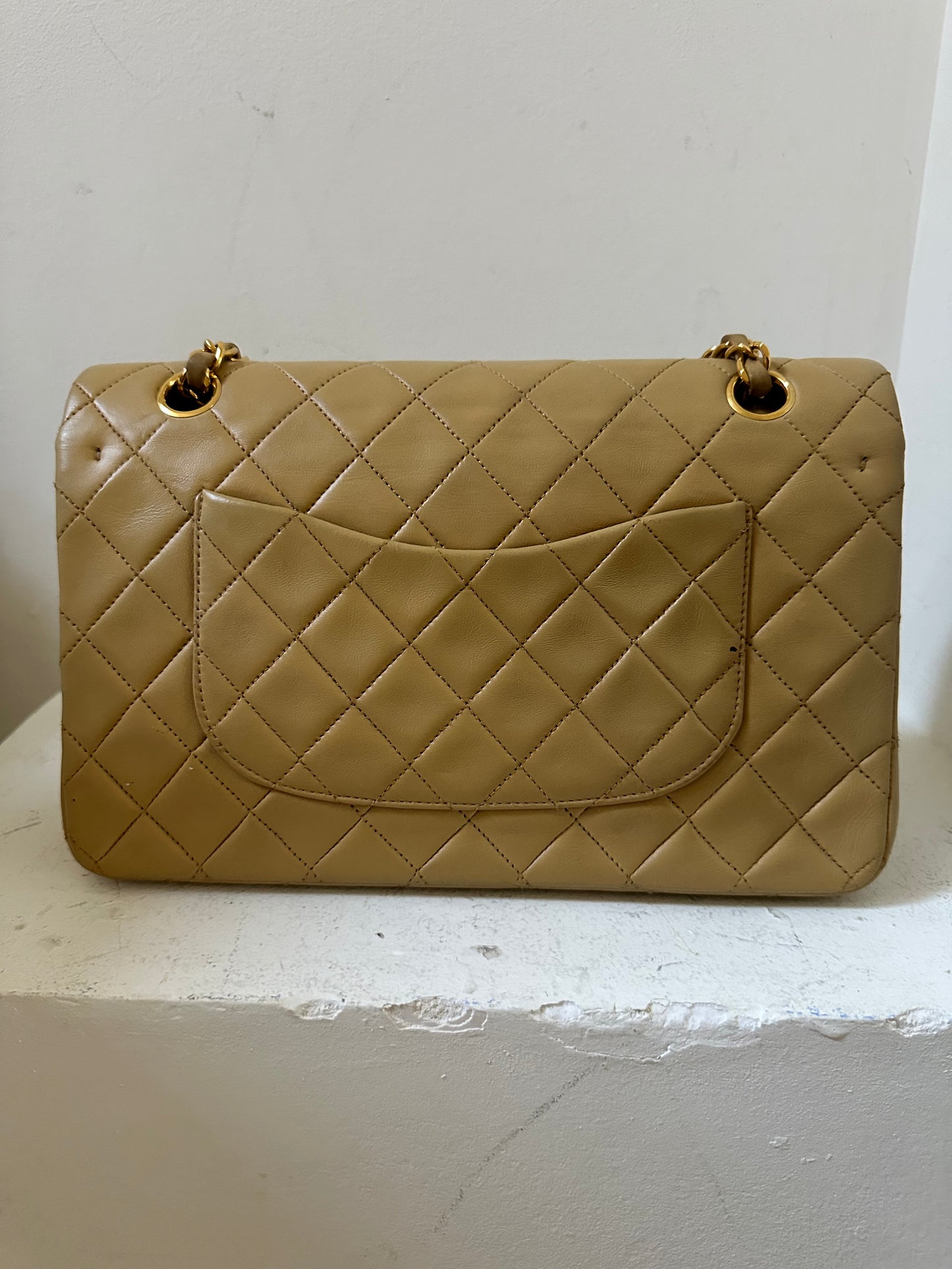 Chanel beige medium flap bag