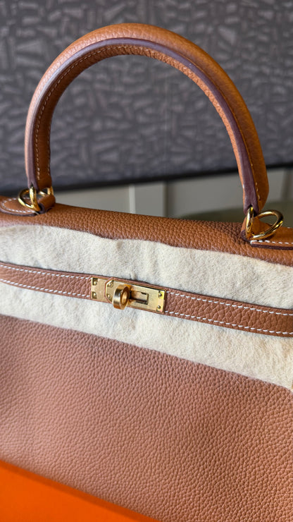 Kelly gold Togo leather gold hardware stamp Y - full set invoice