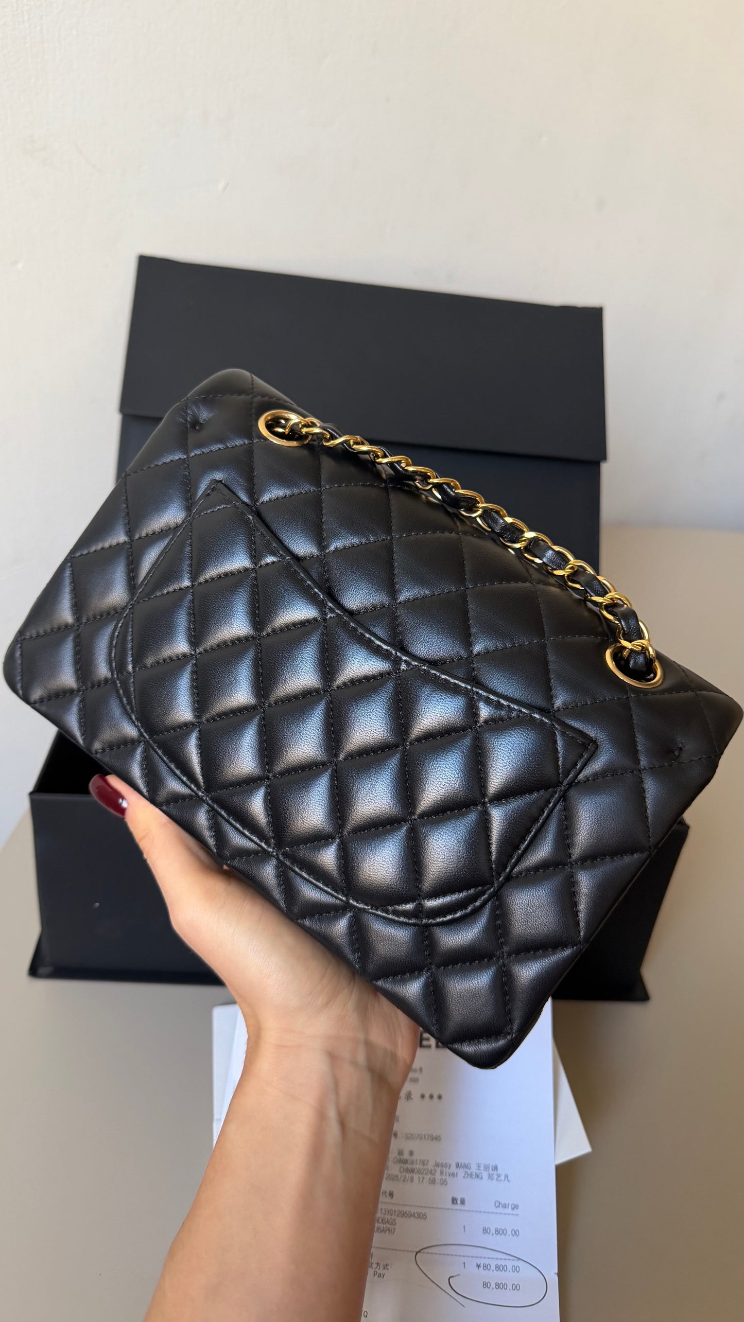 Chanel small lambskin black double flapbag 2025