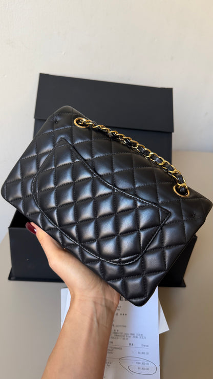 Chanel small lambskin black double flapbag 2025