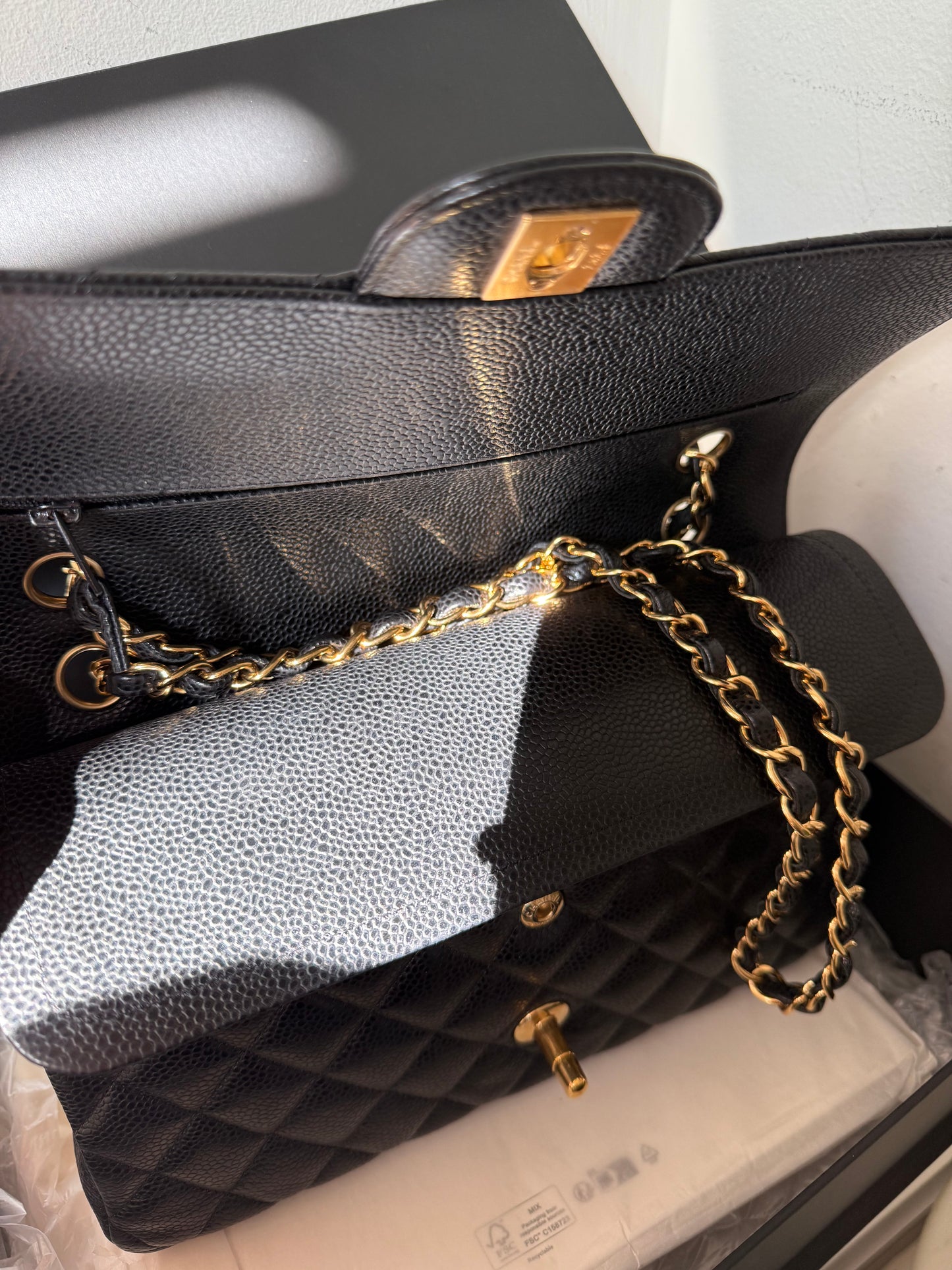 Chanel classic double flapbag medium caviar 30-serie (2020)