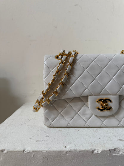Chanel white small vintage lambskin