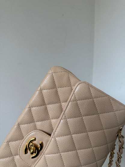 Chanel beige caviar medium flap