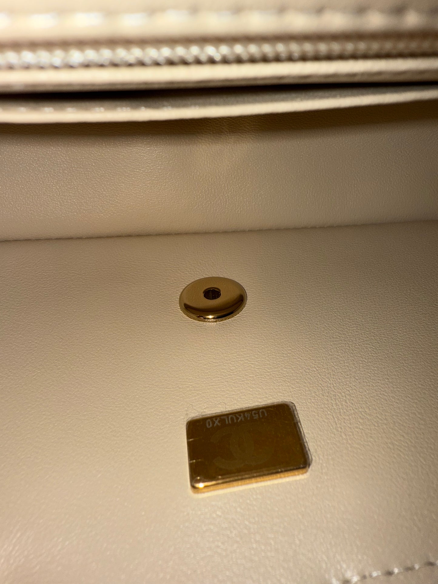 Chanel beige mini top handle lambskin new