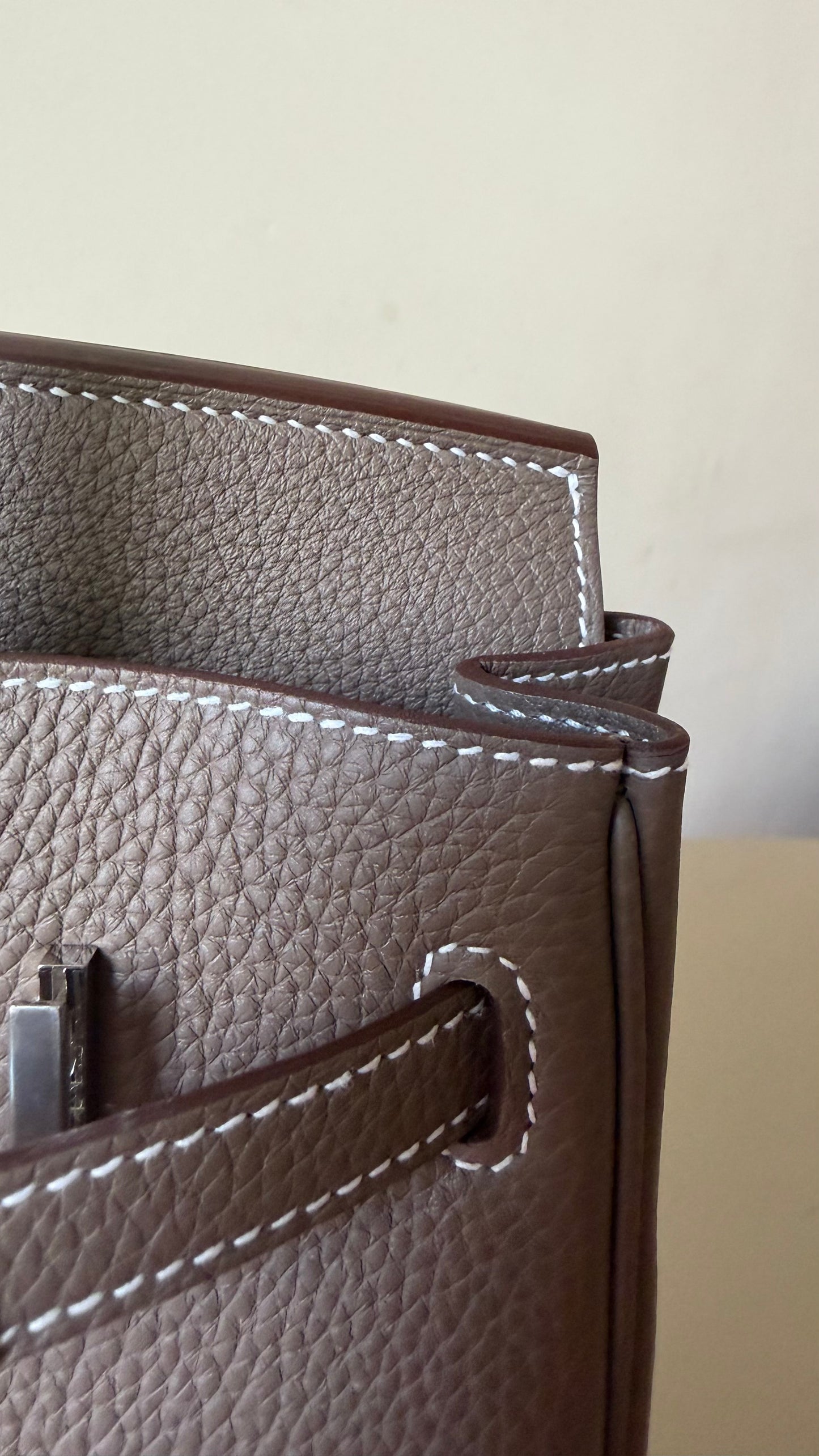 Hermes Birkin 25 etoupe togo leather palladium hardware stamp G
