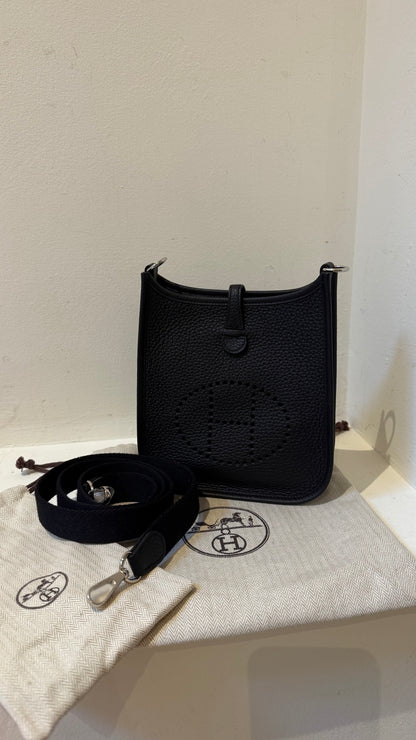 Hermes mini Evelyne black palladium hw