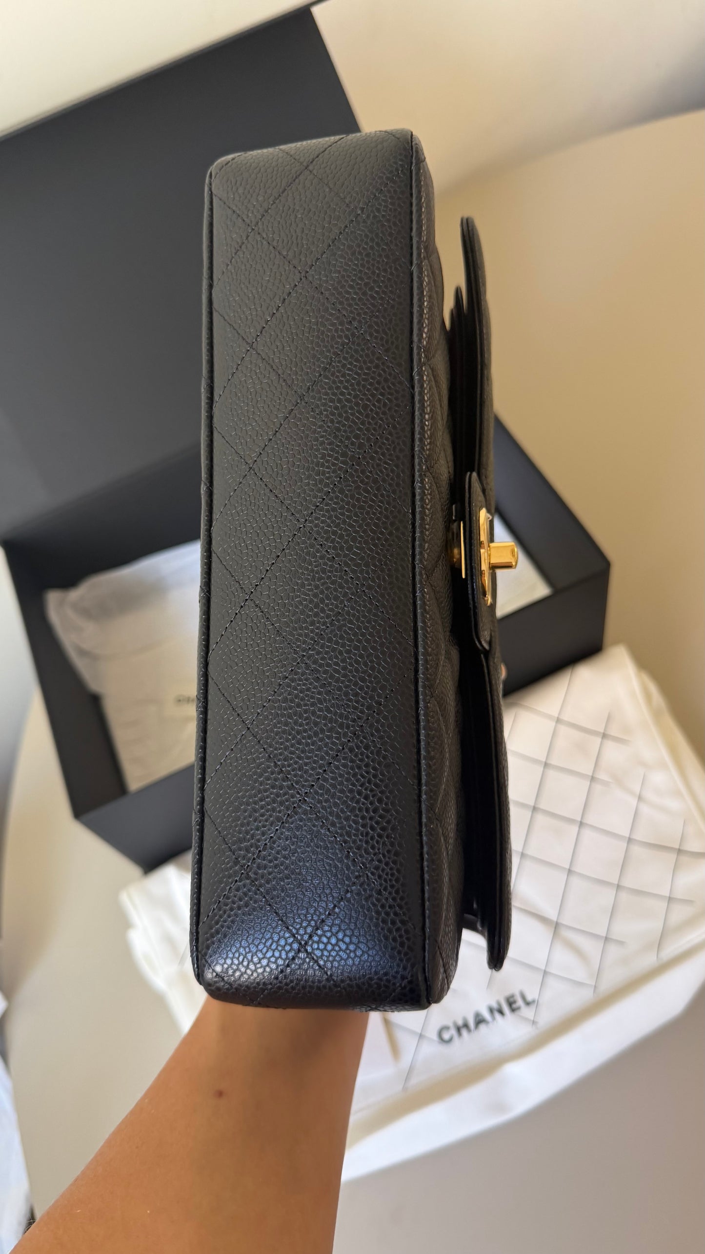 Chanel medium caviar classic double flapbag 2024 full set