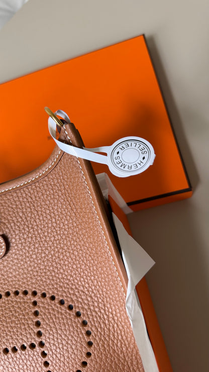 Hermes mini Evelyne gold on gold