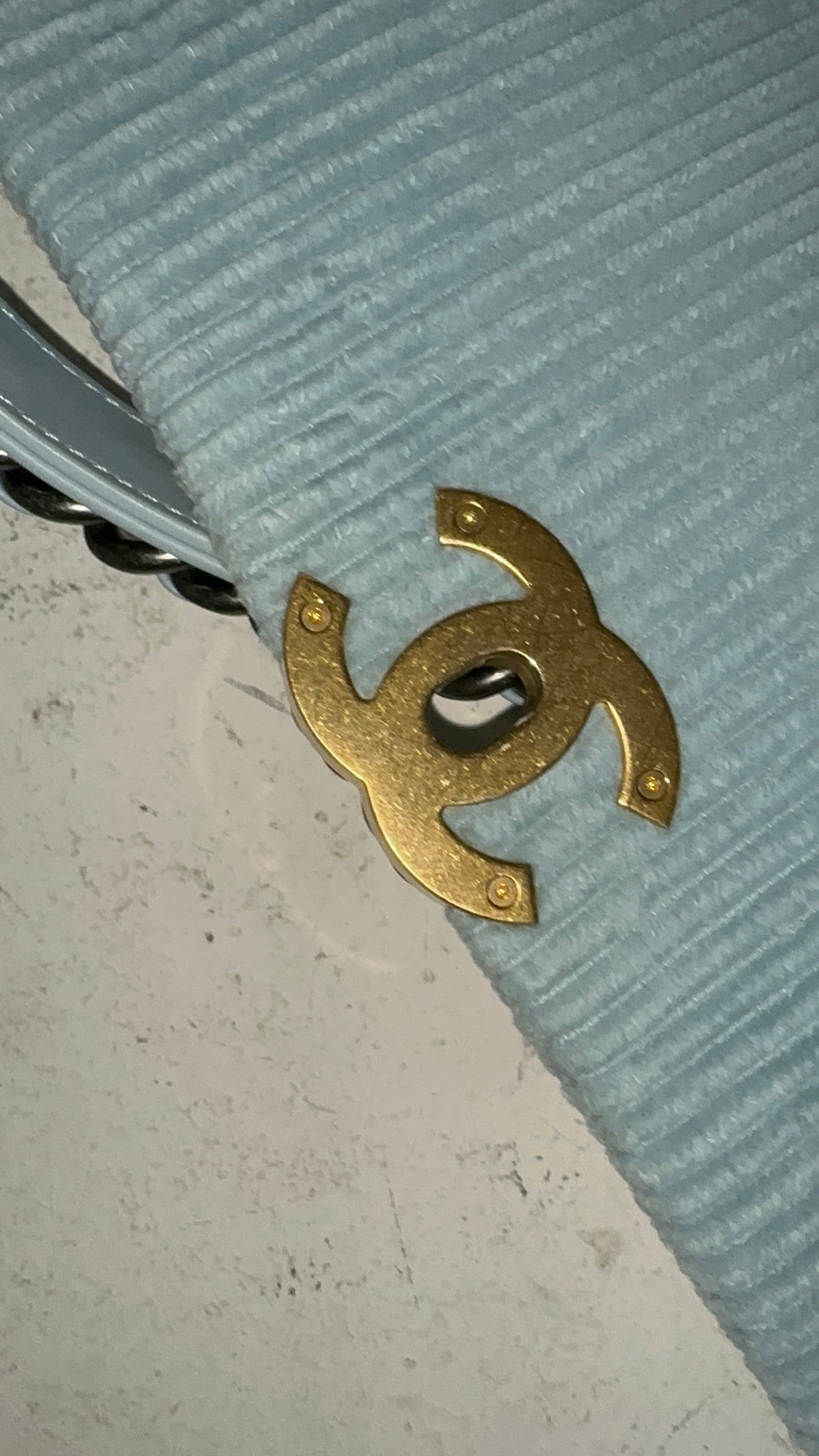 Chanel large Chanel 19 in baby blue