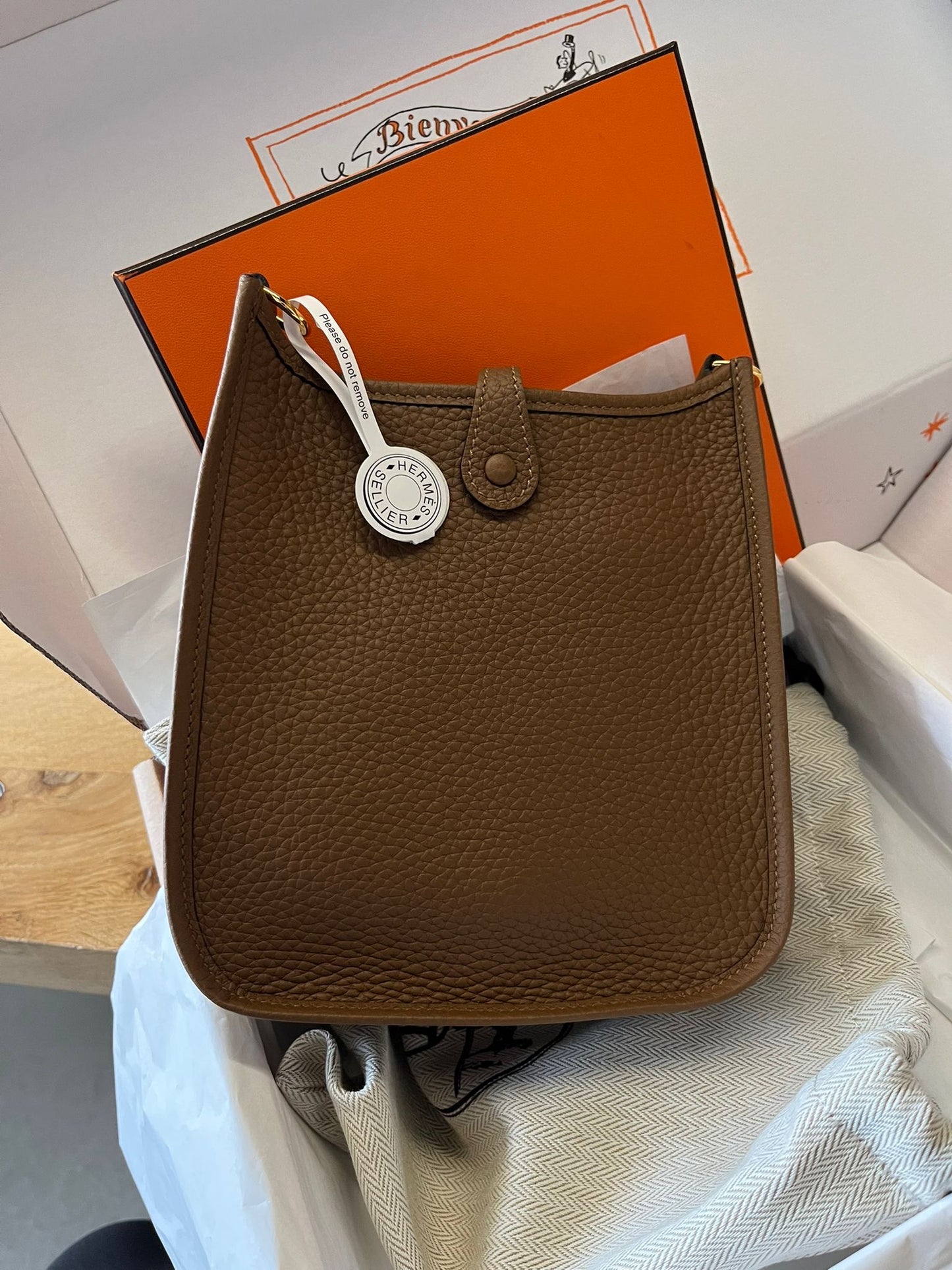 Hermes mini Evelyne color Alezan