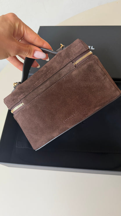 Chanel LP vanity pouch brown suede
