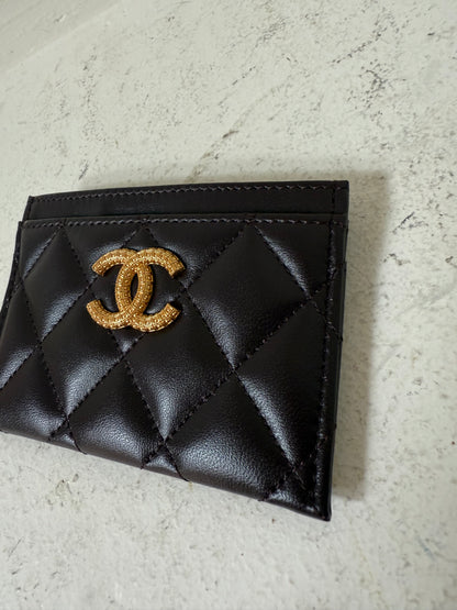Chanel purple/ aubergine card holder new