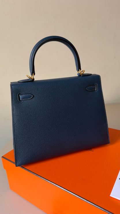 Hermes Kelly 25 blue de prusse W stamp full set