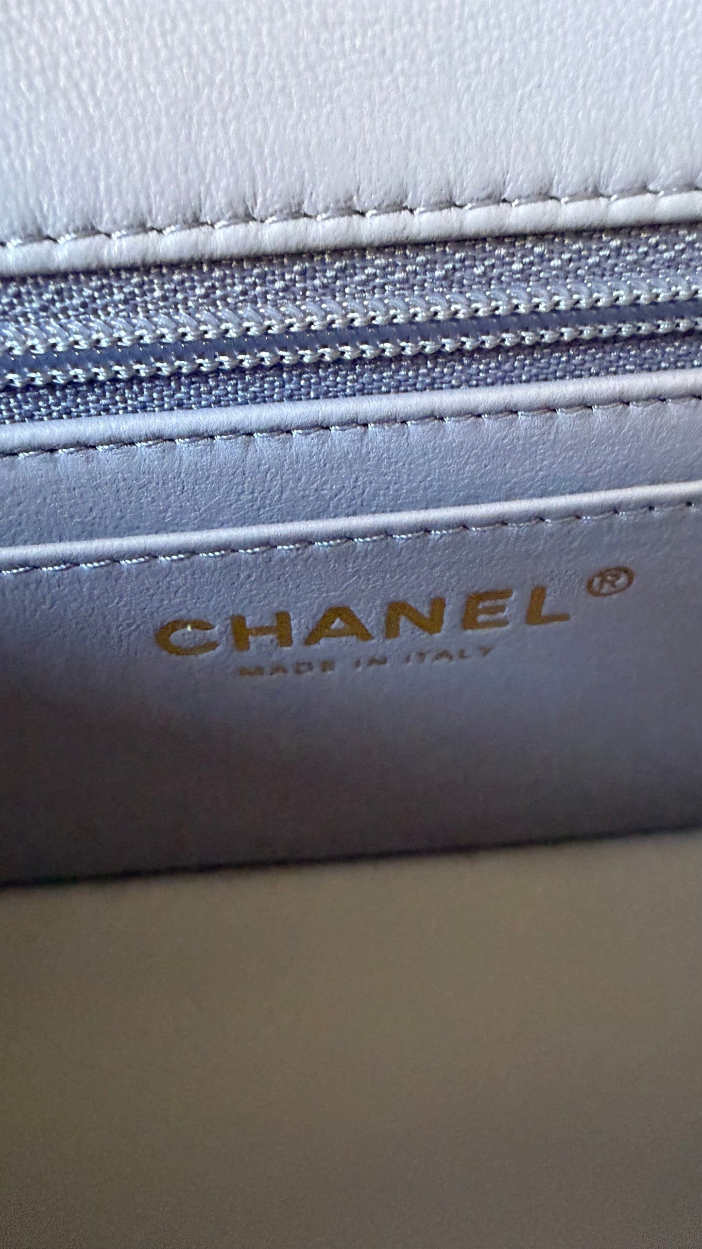 Chanel mini top handle lambskin lilac