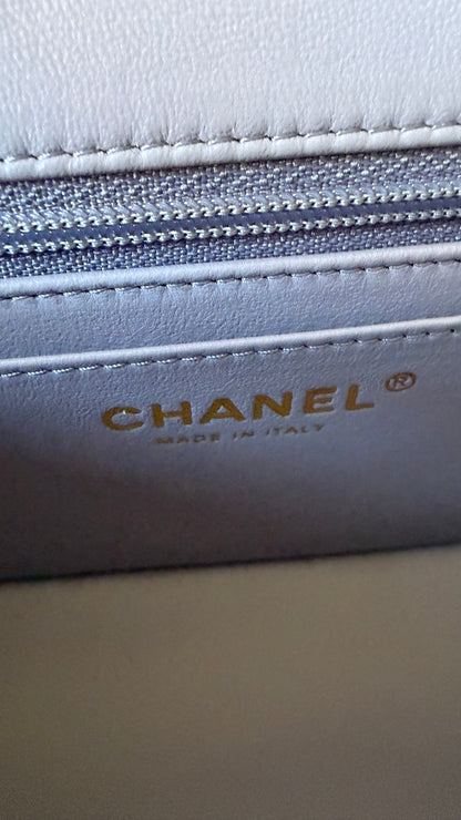 Chanel mini top handle lambskin lilac
