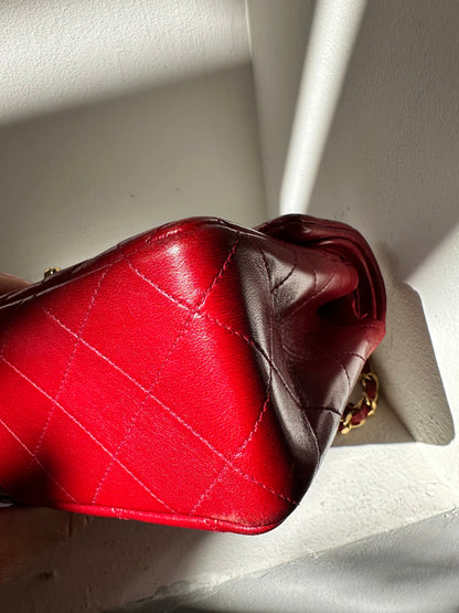 Chanel small flap bag red